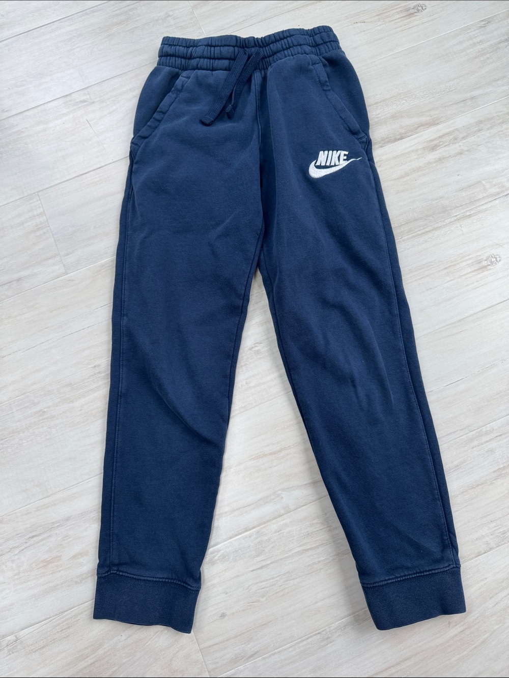 Nike Kids Dark Blue Jogger Sweatpants with White Swoosh